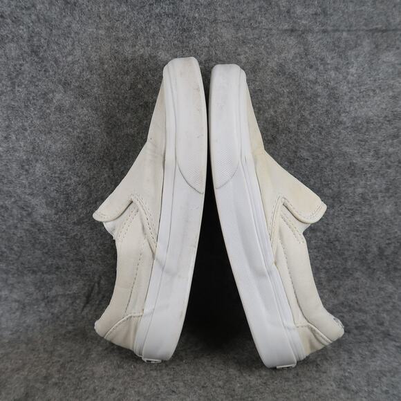 Vans Shoes Womens 6.5 Classic Slip On Sneakers Casual Skate White Canvas Trainer - Picture 10 of 12